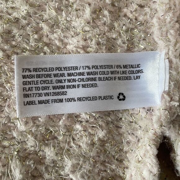 Girls Cat & Jack light pink and silver fuzzy open front cardigan sweater - Picture 9 of 14